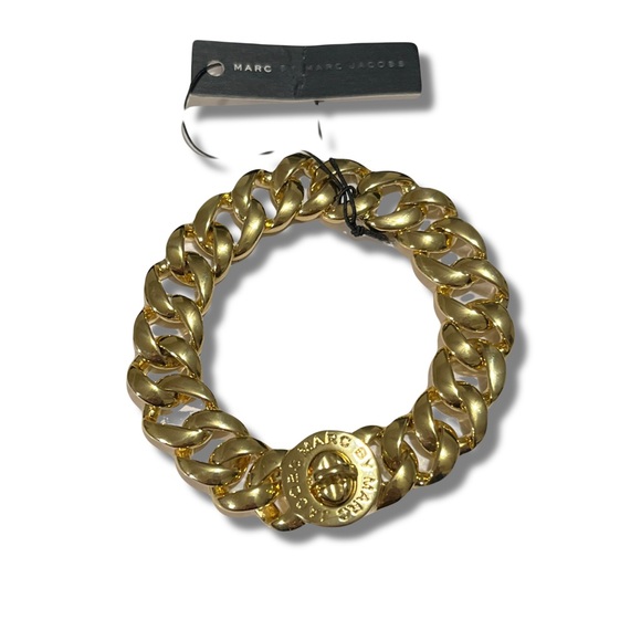 Marc Jacobs “Katie” Turnlock Bracelet Gold Tone Curb Link Chain NWT w Dust Bag - Picture 1 of 8